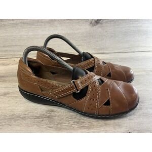 Clarks Bendables Shoes Womens 9 M Ashland Spin Q Mary Jane Brown Leather Low
